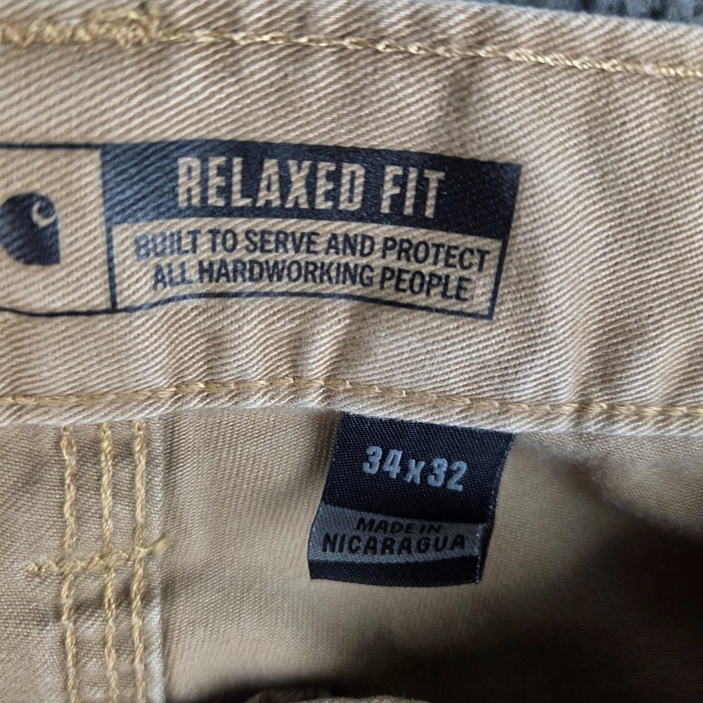 Carhartt Carpenter Pants Men's 34x32 Relaxed Fit Twill Utility Workwear Tan - Picture 3 of 11